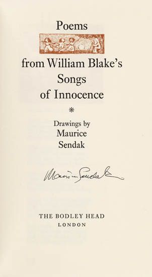 MAURICE SENDAK. Blake, William. Poems from William Blake''s Songs of Innocence.